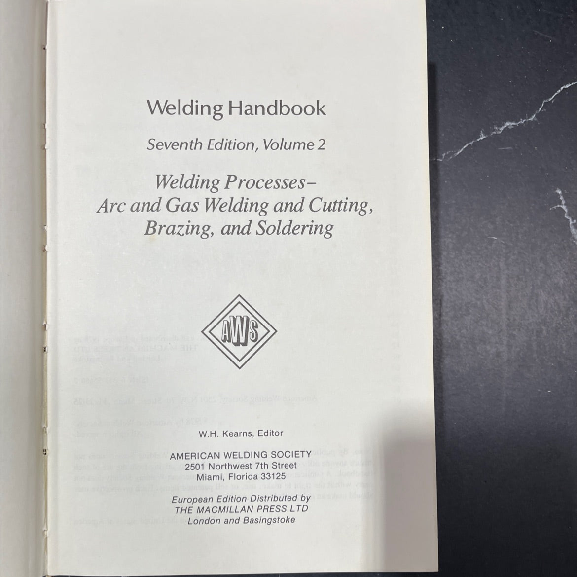 welding handbook seventh edition volume 2 welding processes- arc and gas welding and cutting brazing and soldering