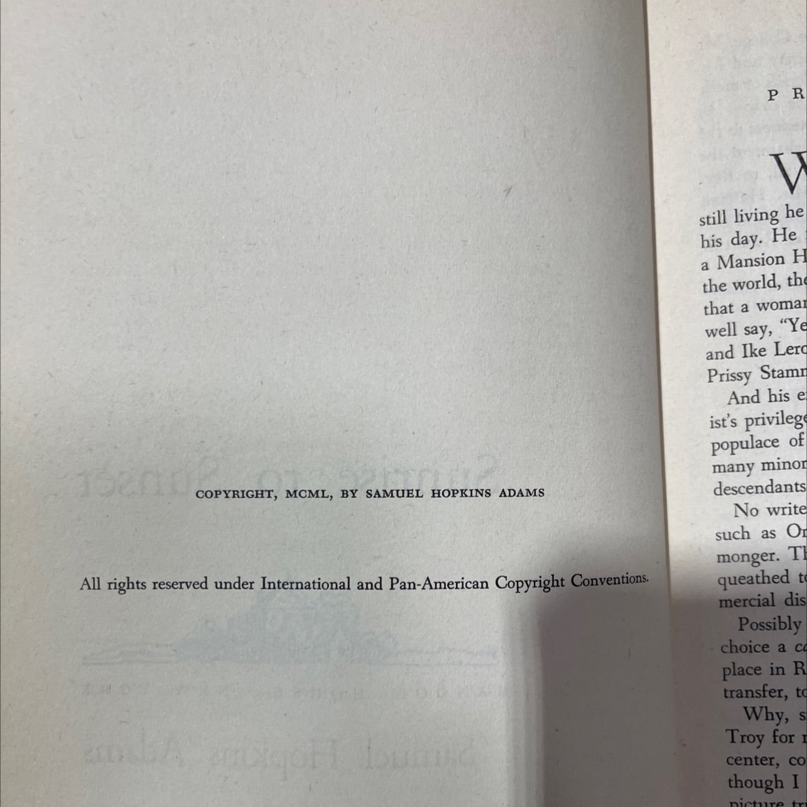 sunrise to sunset book, by samuel hopkins adams, 1970 Hardcover