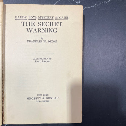 the secret warning book, by franklin w. dixon, 1938 Hardcover